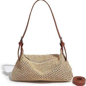 Straw Beach Tote Bag Women Summer Woven Purse Small Crossbody Shoulder
